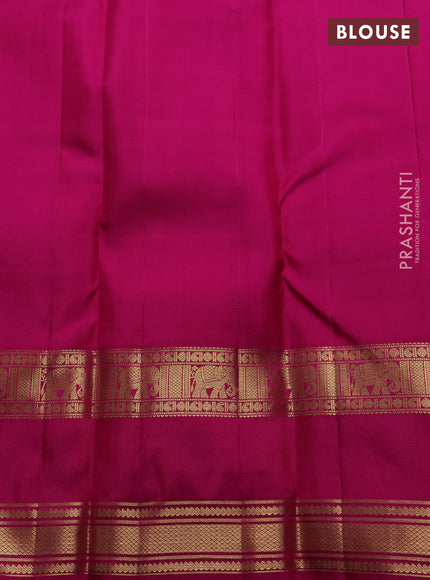 Pure kanchipuram silk saree dual shade pinkish orange and pink with allover zari checks & buttas and long rettapet zari woven border