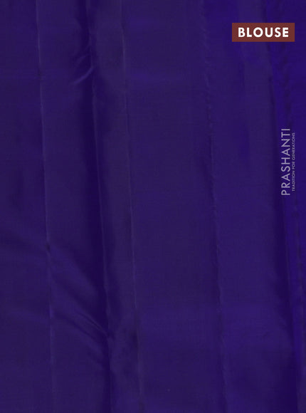 Pure kanchipuram silk saree blue with allover zari woven buttas in borderless style