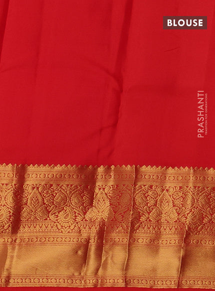 Pure kanchipuram silk saree red with allover zari weaves & buttas and long zari woven border