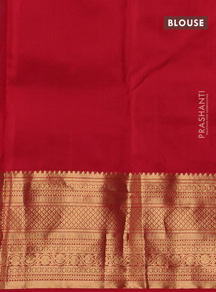 Pure kanchipuram silk saree teal blue and maroon with allover zari woven buttas and long zari woven border
