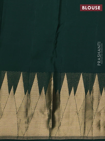 Pure kanchipuram silk saree bottle green with allover zari woven buttas and temple zari woven border