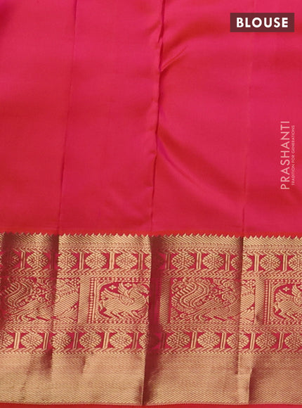 Pure kanchipuram silk saree cream and orange with zari woven buttas and zari woven korvai border