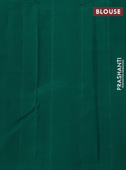 Pure kanchipuram silk saree red and green with allover zari weaves and silver & gold zari woven butta border