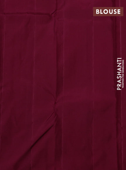 Pure kanchipuram silk saree dark mustard and purple with allover zari weaves and silver & gold zari woven butta border