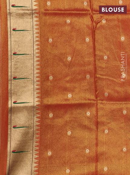 Tissue silk saree red with allover zari woven buttas and paithani pallu & muniya border