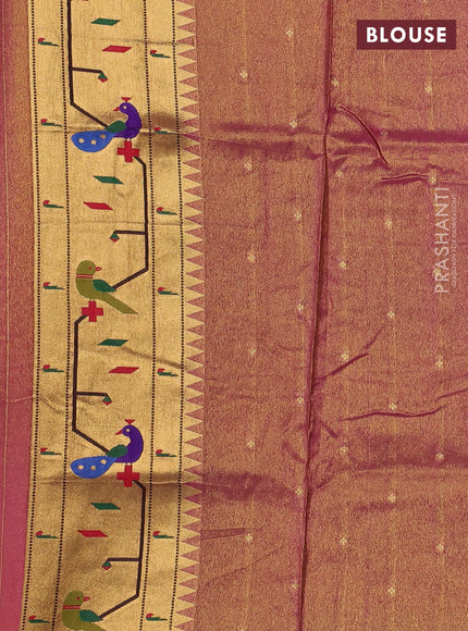 Tissue silk saree pink with allover zari woven buttas and paithani pallu & border