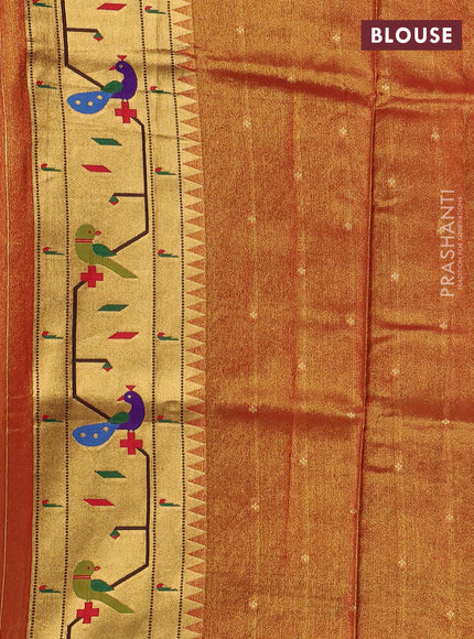 Tissue silk saree red with allover zari woven buttas and paithani pallu & border