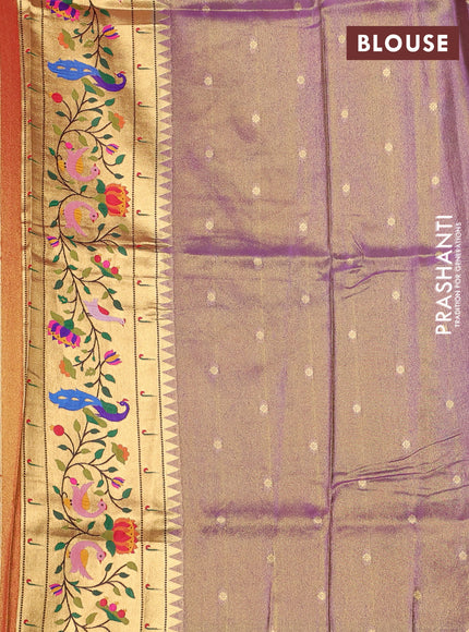 Tissue silk saree lavender with allover zari woven buttas and paithani pallu & border