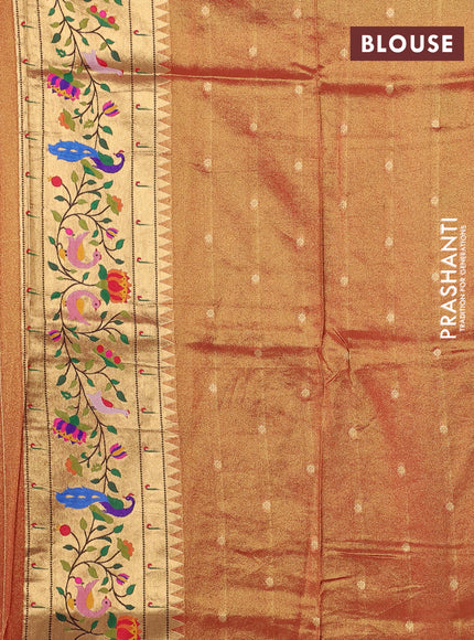 Tissue silk saree red with allover zari woven buttas and paithani pallu & border