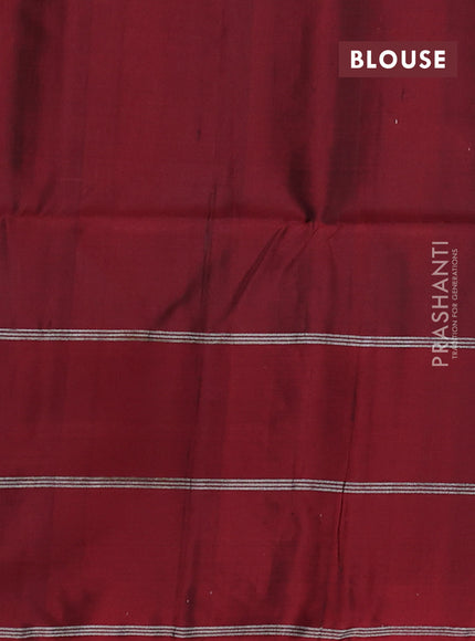 Kanchipuram soft silk saree coffee brown and maroon with allover silver & gold zari weaves and long zari woven butta border