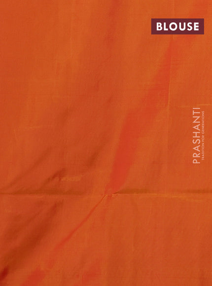 Kanchipuram soft silk saree red and sunset orange with allover zari weaves & buttas and long zari woven border