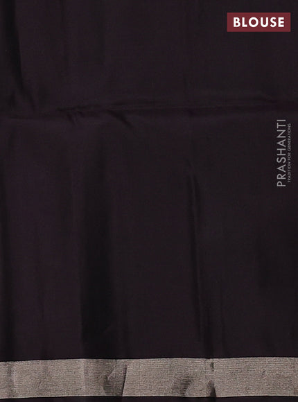 Kanchipuram soft silk saree rust shade and wine shade with allover silver zari weaves and zari woven border