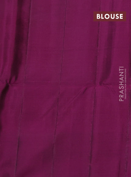 Kanchipuram soft silk saree peacock blue and pink with allover zari weaves & buttas and zari woven border