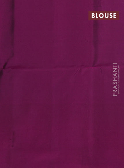 Kanchipuram soft silk saree peacock blue and magenta pink with allover zari woven buttas and zari wovenn border