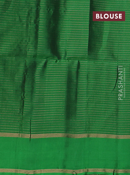 Kanchipuram soft silk saree mustard yellow and green with allover small zari checked pattern and rettapet zari woven border