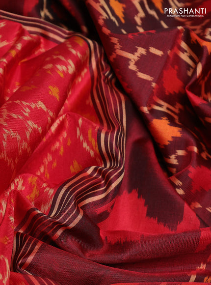 Rajkot patola silk saree red and maroon with allover ikat butta weaves and ikat woven zari border