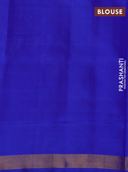 Rajkot patola silk saree grey and royal blue with allover ikat weaves and ikat woven zari border