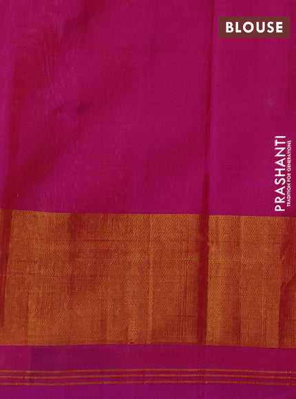 Rajkot patola silk saree dual shade of bluish purple and magenta pink with allover ikat weaves and ikat woven zari border