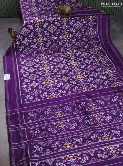 Pochampally silk saree purple with allover ikat weaves and rettapet border