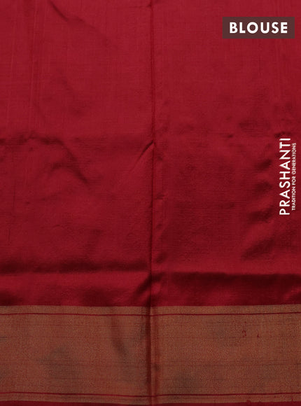 Pochampally silk saree blue and red with allover ikat weaves and zari woven border
