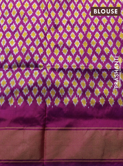 Pochampally silk saree cream and pink with allover ikat weaves and zari woven border