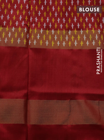 Pochampally silk saree blue and red with allover ikat woven buttas and long rettapet zari ikat woven border