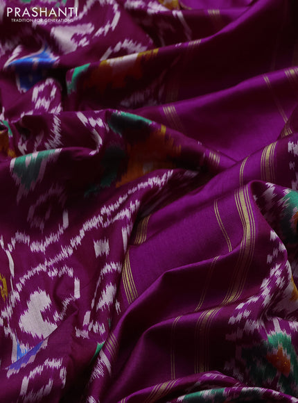 Pochampally silk saree purple with allover ikat weaves and zari woven border