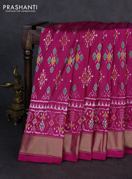Pochampally silk saree pink with allover ikat weaves and zari woven border