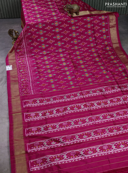 Pochampally silk saree pink with allover ikat weaves and zari woven border