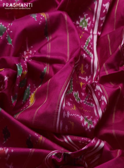 Pochampally silk saree pink with allover ikat weaves and zari woven border