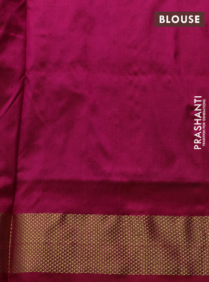 Pochampally silk saree blue and pink with allover ikat weaves and zari woven border