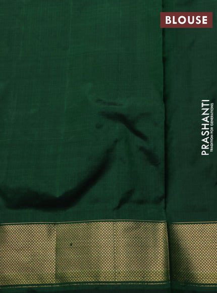 Pochampally silk saree bottle green with allover ikat weaves and zari woven border