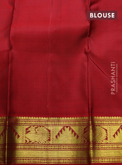 Pure kanchipuram silk saree green and red with zari woven buttas and zari woven border