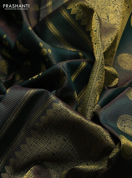 Pure kanchipuram silk saree jamun shade with allover vairaosi pattern & zari buttas and zari woven border