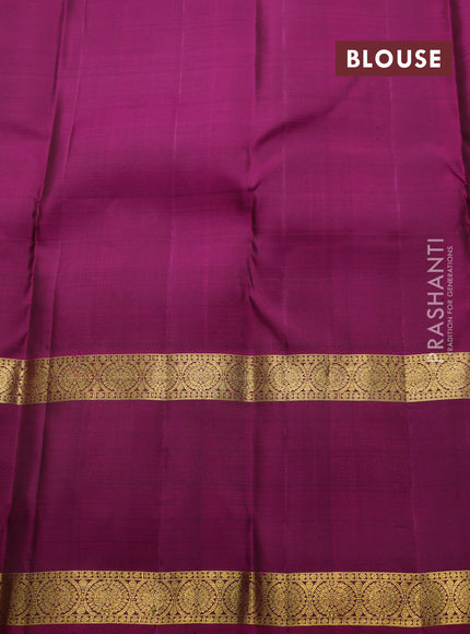 Pure kanchipuram silk saree coffee brown and magenta pink with zari woven buttas and rettapet zari woven border
