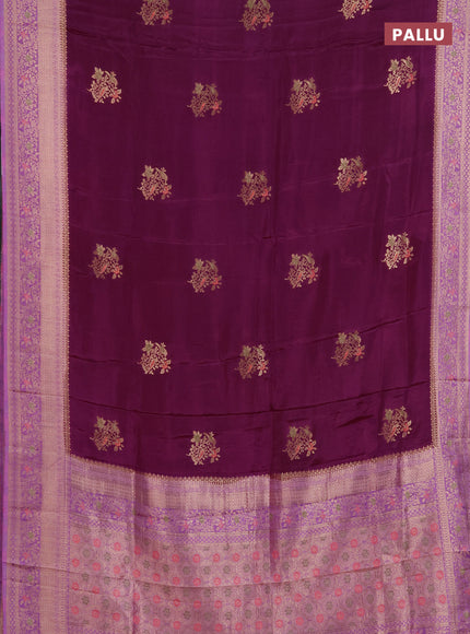 Semi mysore silk saree magenta pink and lotus pink with zari woven buttas and zari woven border