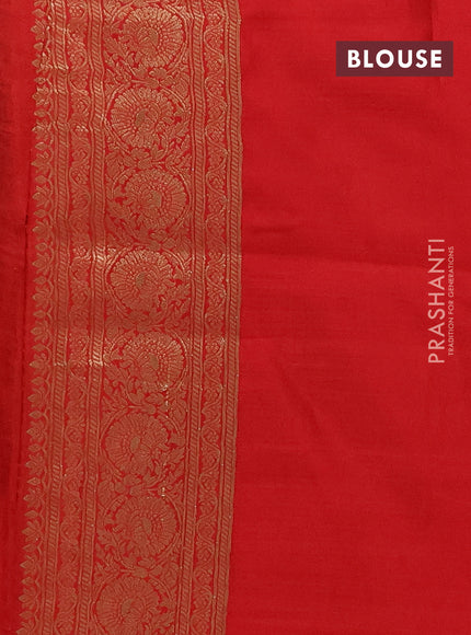 Semi mysore silk saree mustard yellow and maroon with allover floral zari woven buttas and zari woven border