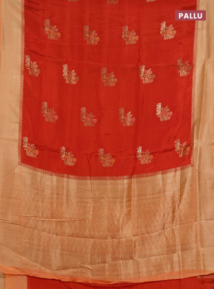 Semi mysore silk saree orange with allover zari woven buttas and zari woven border