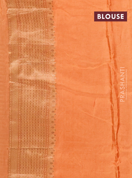 Semi mysore silk saree orange with allover zari woven buttas and zari woven border