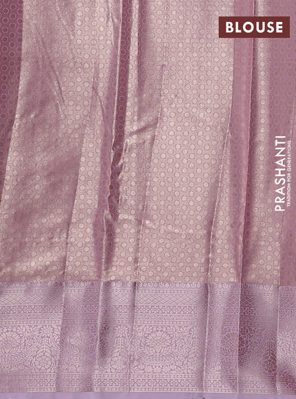 Bangalori tissue silk saree peach and lotus pink with allover zari woven brocade weaves and zari woven border