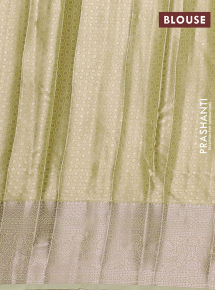 Bangalori tissue silk saree pale yellow with allover zari woven brocade weaves and zari woven border