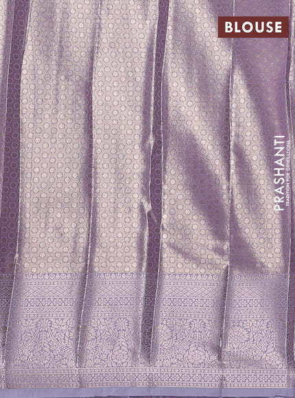 Bangalori tissue silk saree lavender with allover zari woven brocade weaves and zari woven border