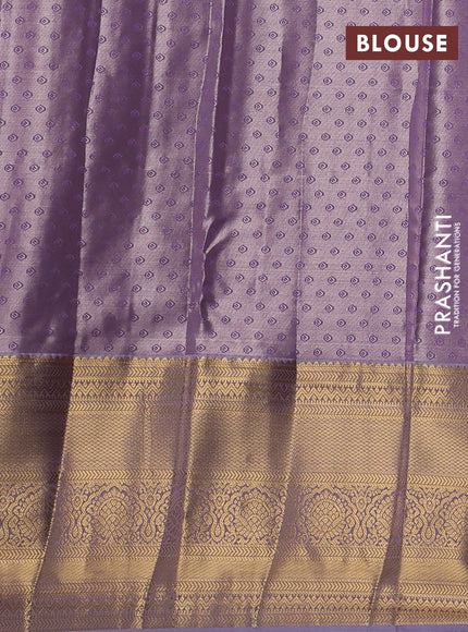 Bangalori tissue silk saree lavender with allover zari woven brocade weaves and long zari woven border