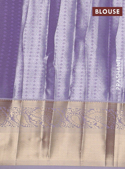 Bangalori tissue silk saree pastel lavender with allover zari woven brocade weaves and long zari woven border