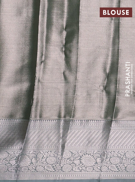 Bangalori tissue silk saree pastel green with allover zari woven brocade weaves and long zari woven border