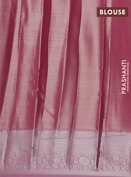 Bangalori tissue silk saree pink with allover zari woven brocade weaves and long zari woven border
