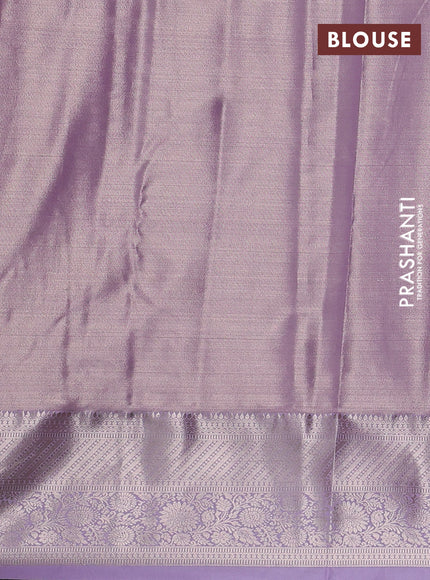 Bangalori tissue silk saree lavender with allover zari woven brocade weaves and zari woven border