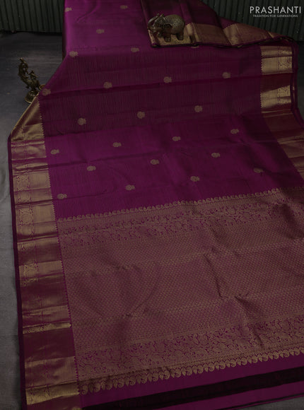Pure kanchipuram silk saree magenta pink with allover zari weaves & buttas and zari woven border