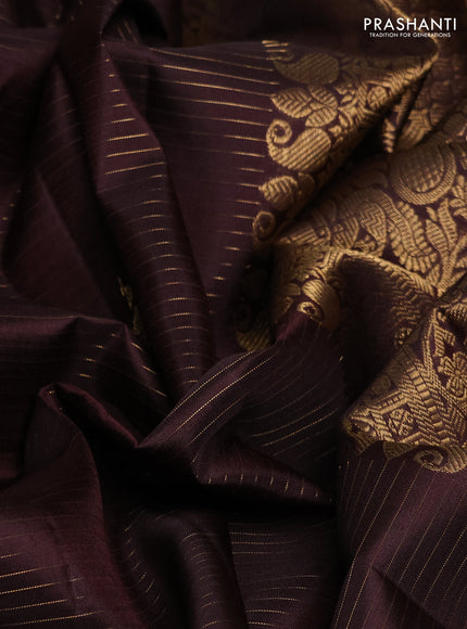 Pure kanchipuram silk saree coffee brown with allover zari weaves & buttas and zari woven border
