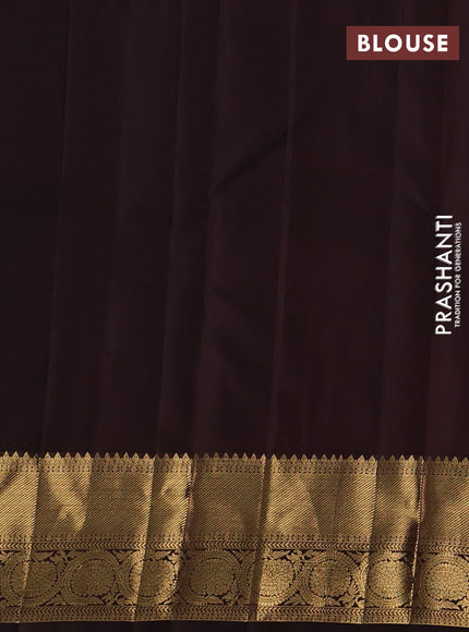 Pure kanchipuram silk saree coffee brown with allover zari weaves & buttas and zari woven border